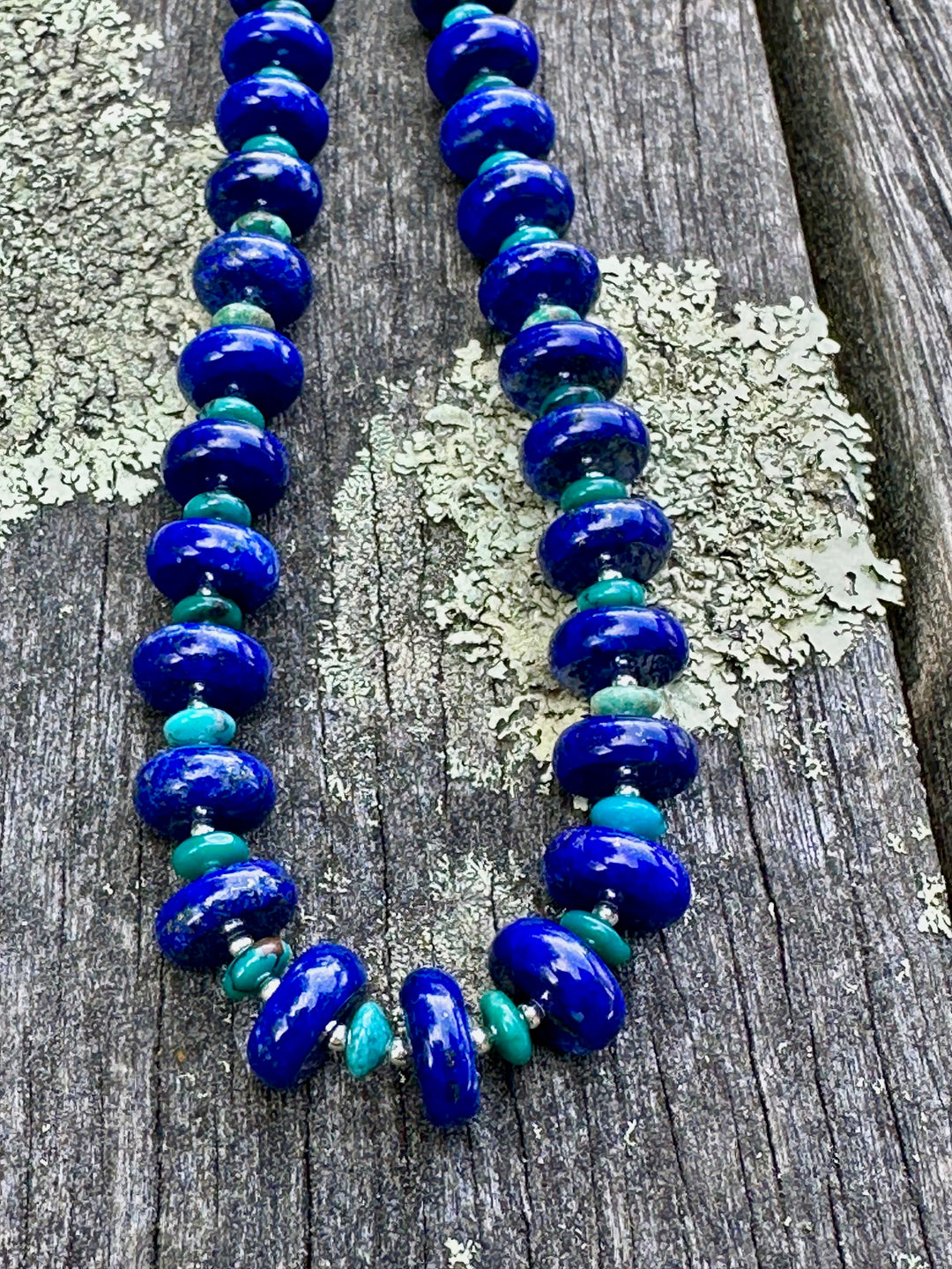 Lapis lazuli & turquoise rondel necklace
