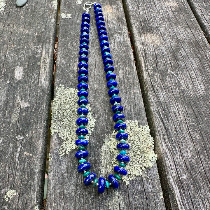Lapis lazuli & turquoise rondel necklace