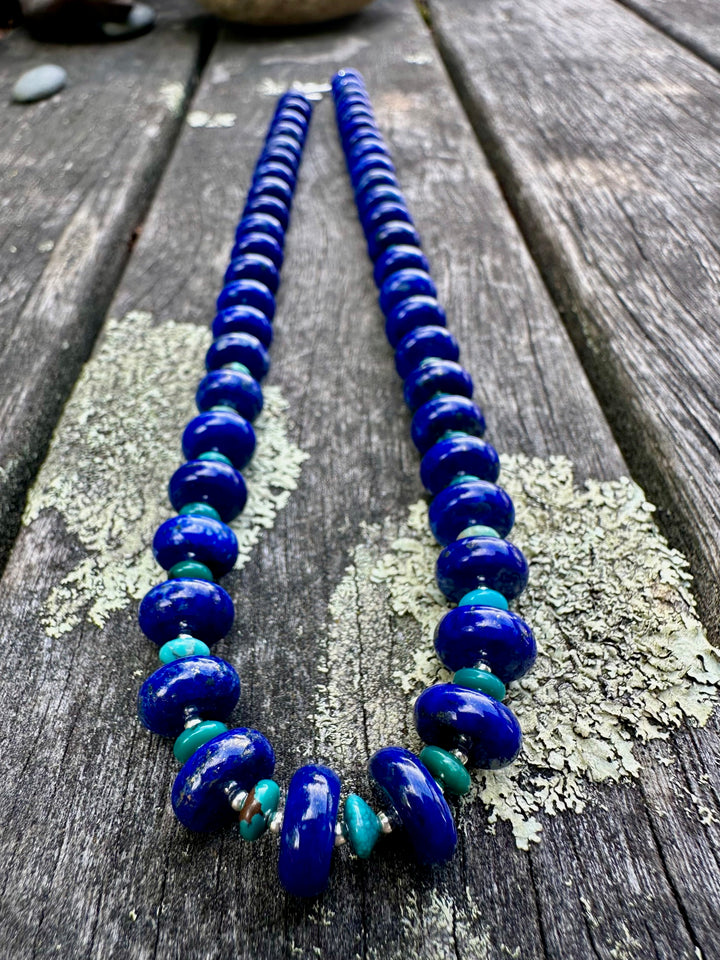Lapis lazuli & turquoise rondel necklace