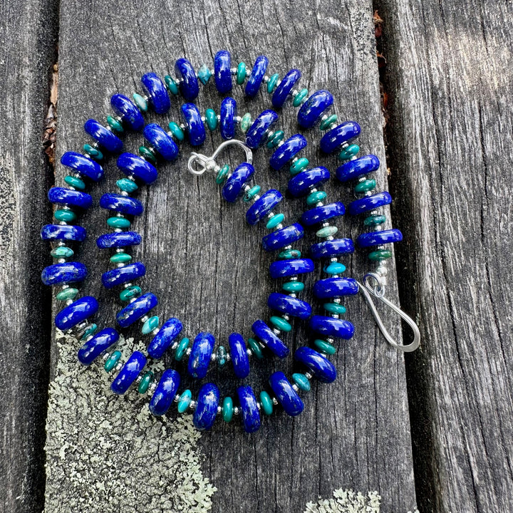 Lapis lazuli & turquoise rondel necklace