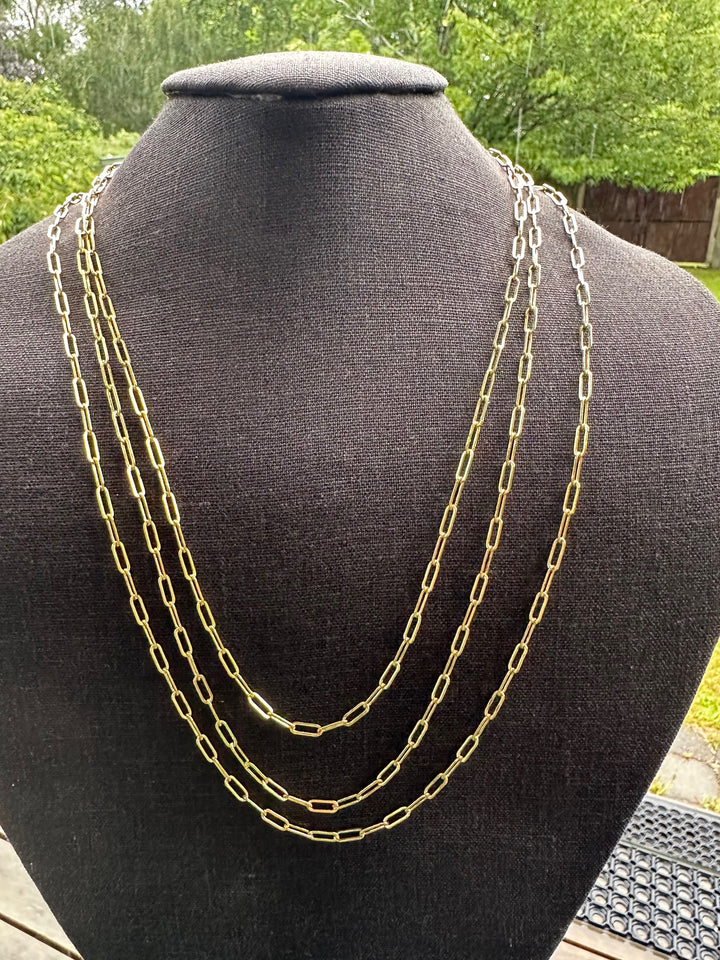 3.1mm yellow gold fill paper clip chain