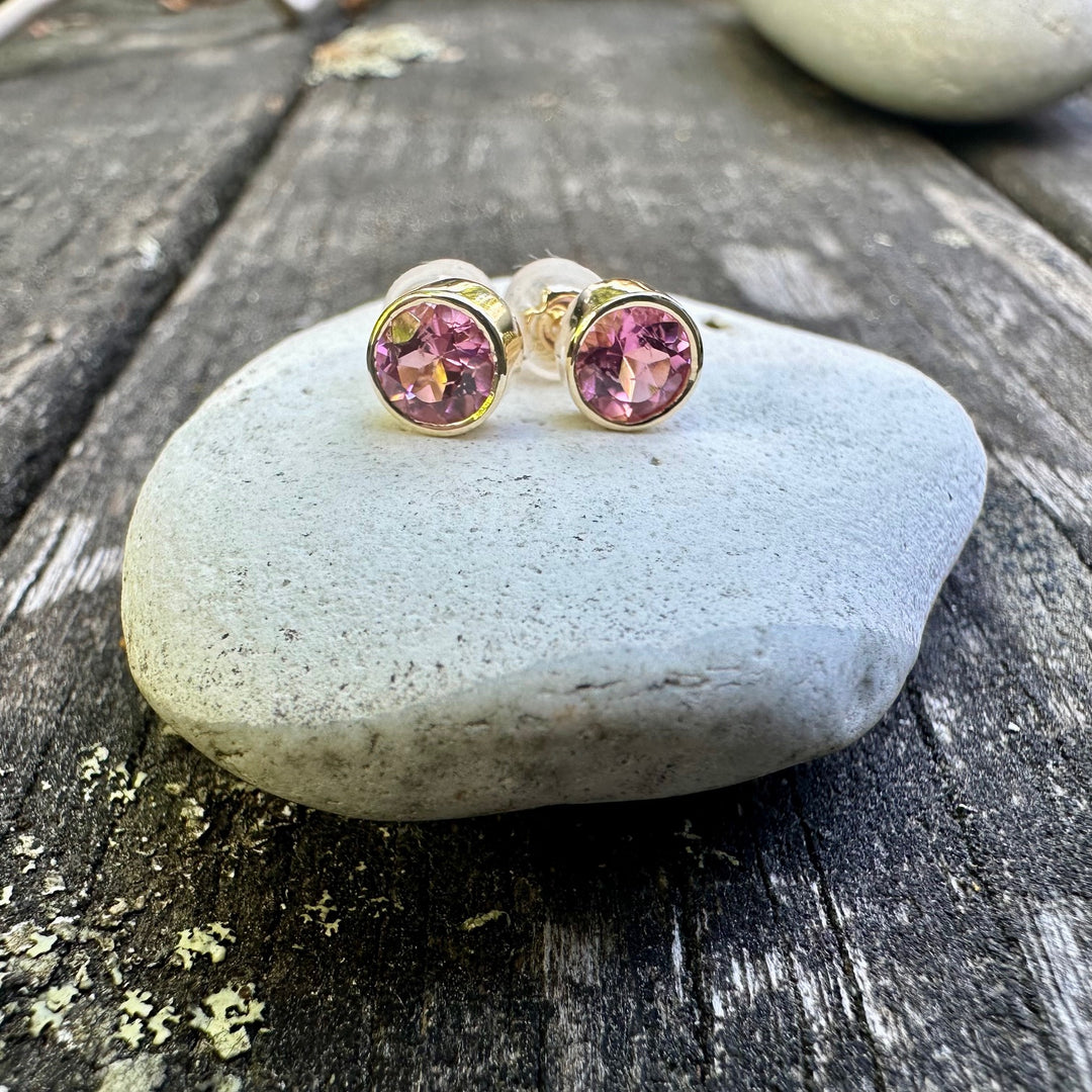 Faceted Brazilian tourmaline studs