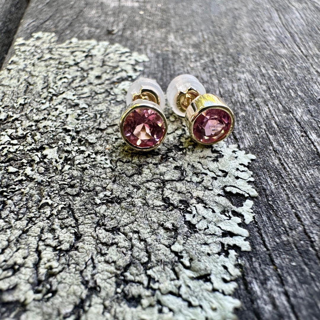 Faceted Brazilian tourmaline studs