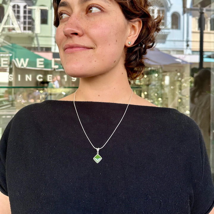 Sterling silver & greenstone pendant