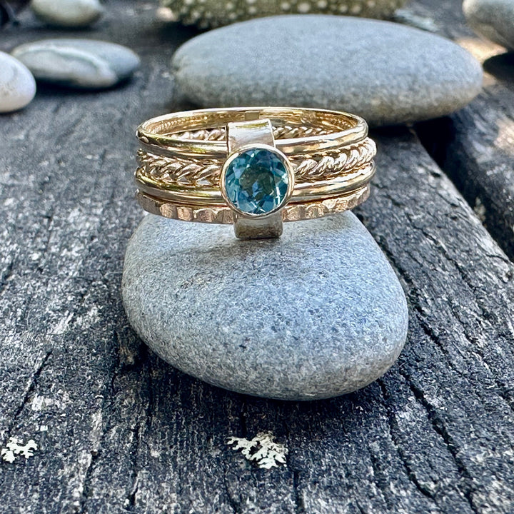 Blue topaz Fine unity ring in 9ct gold