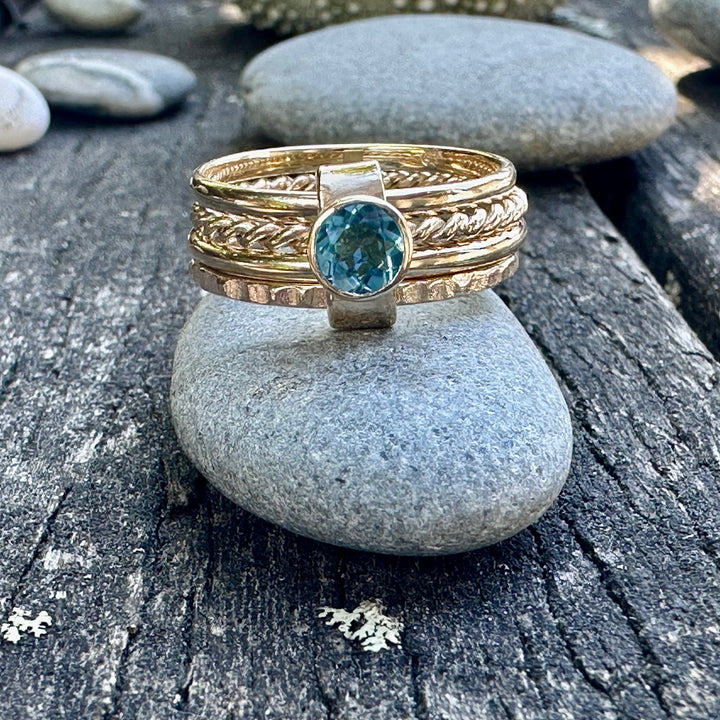 Blue topaz Fine unity ring in 9ct gold
