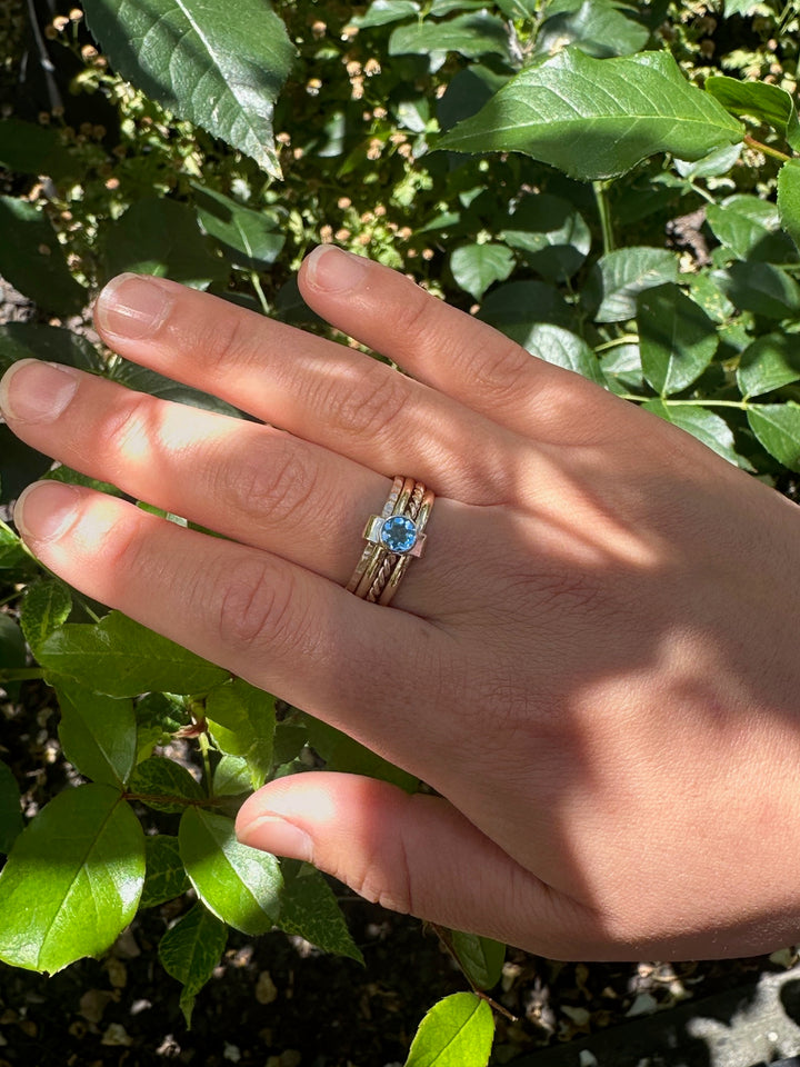 Blue topaz Fine unity ring in 9ct gold