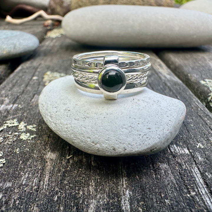 New Zealand Greenstone & Sterling Silver Fine Unity ring