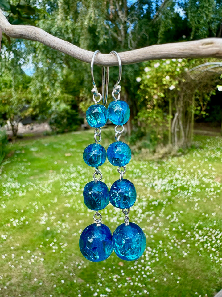 Vintage 4 tier czech foil earrings