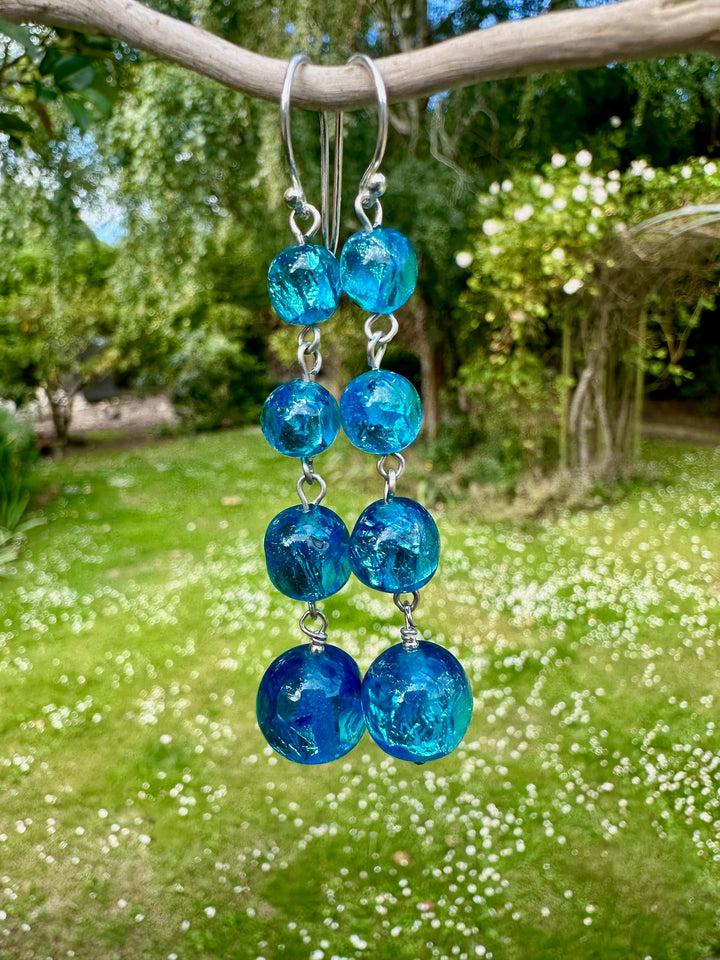 Vintage 4 tier czech foil earrings