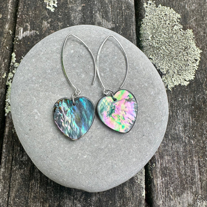 NZ paua heart earrings