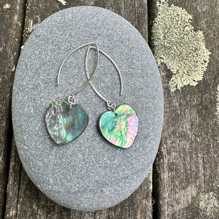 NZ paua heart earrings