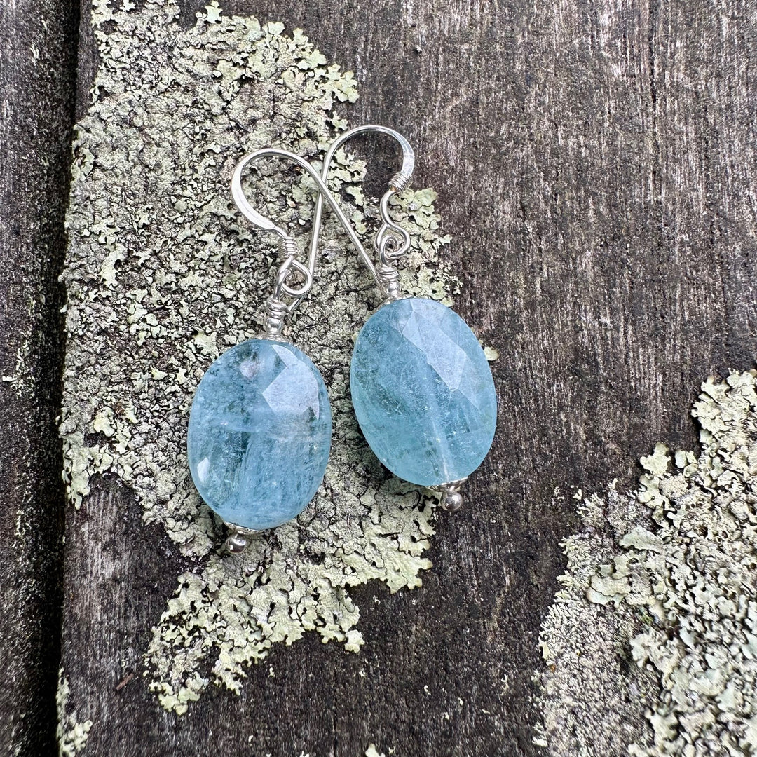 faceted aquamarine earrings