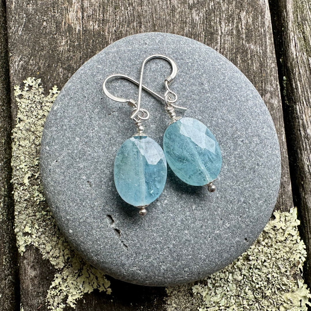 faceted aquamarine earrings