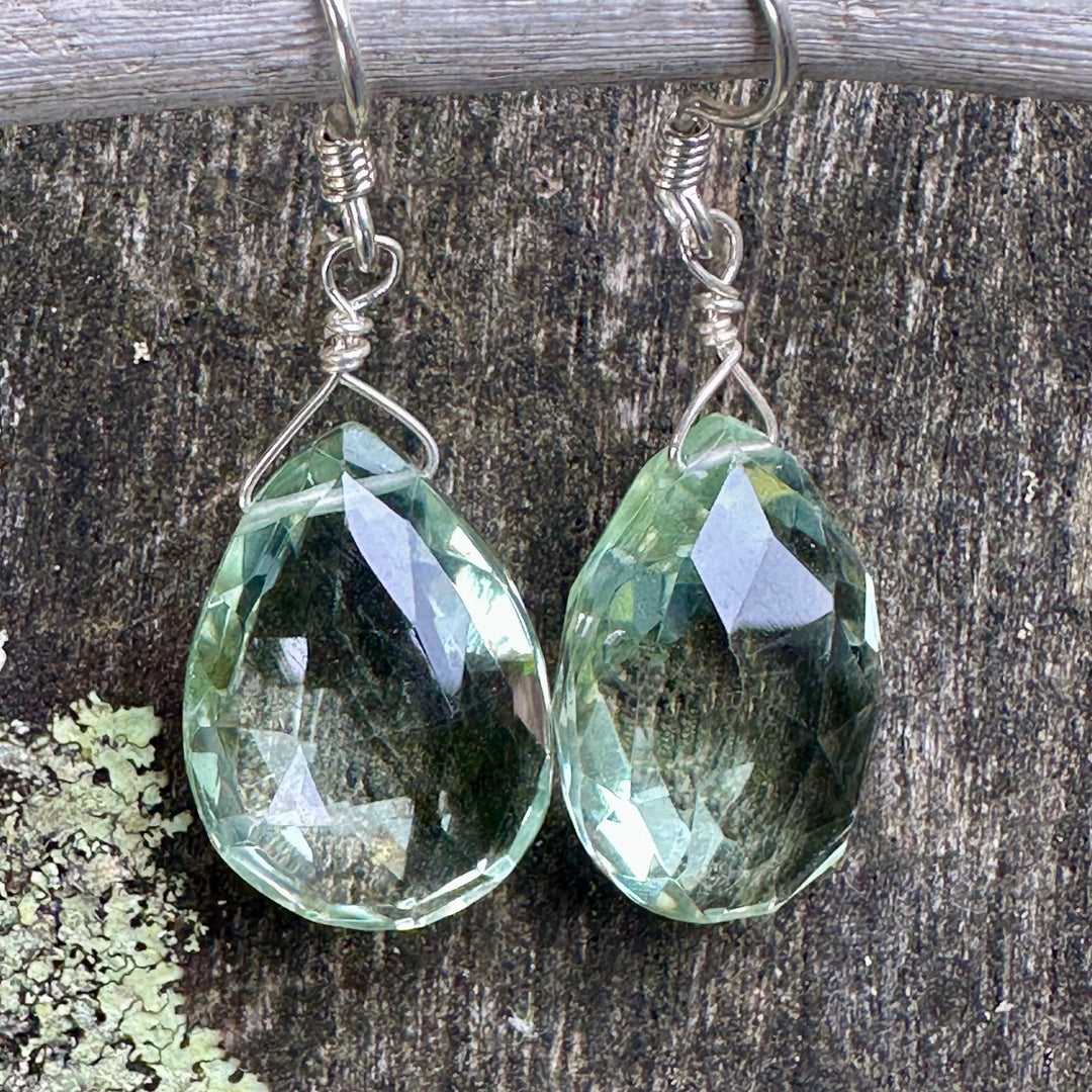 Prasiolite faceted drop earrings