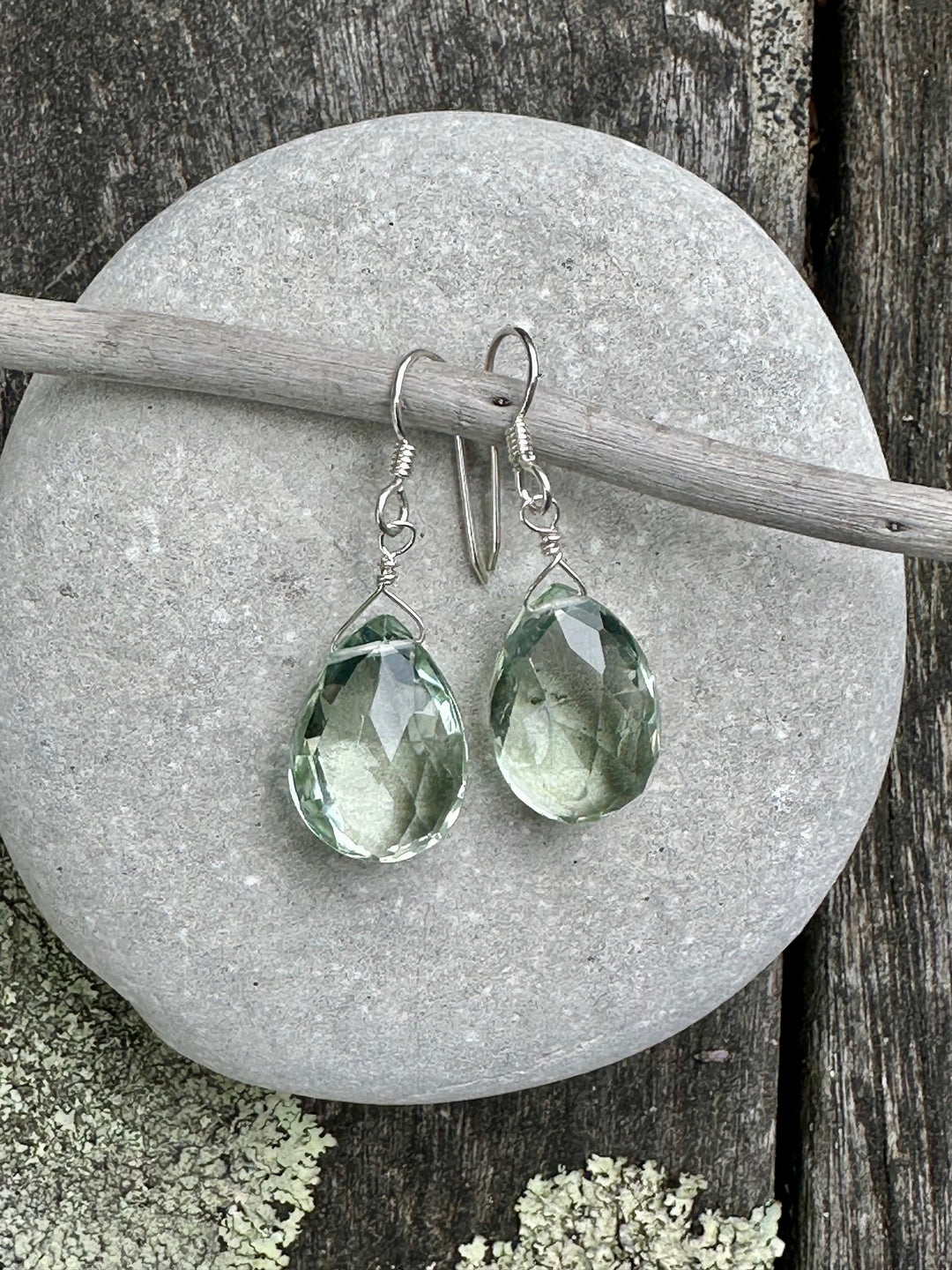 Prasiolite faceted drop earrings