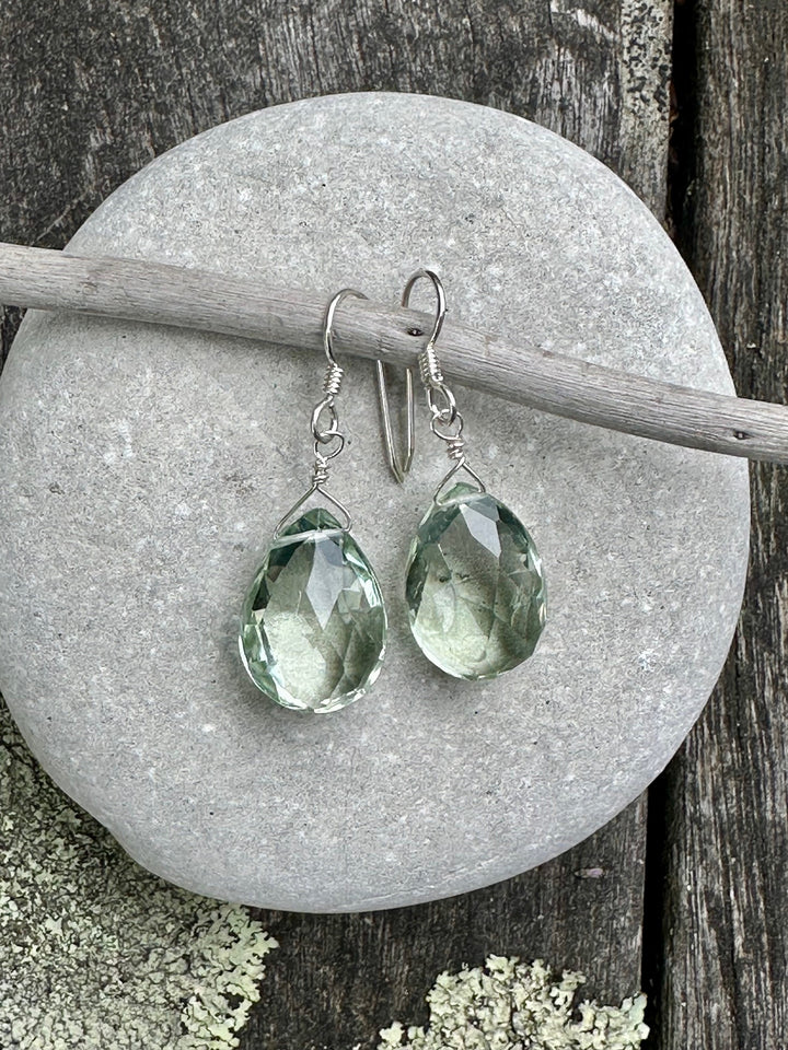 Prasiolite faceted drop earrings