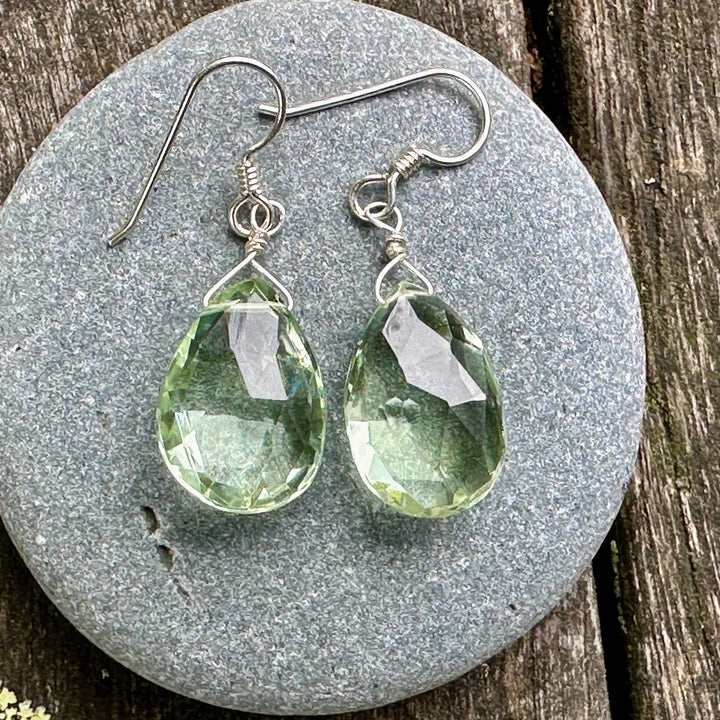 Prasiolite faceted drop earrings