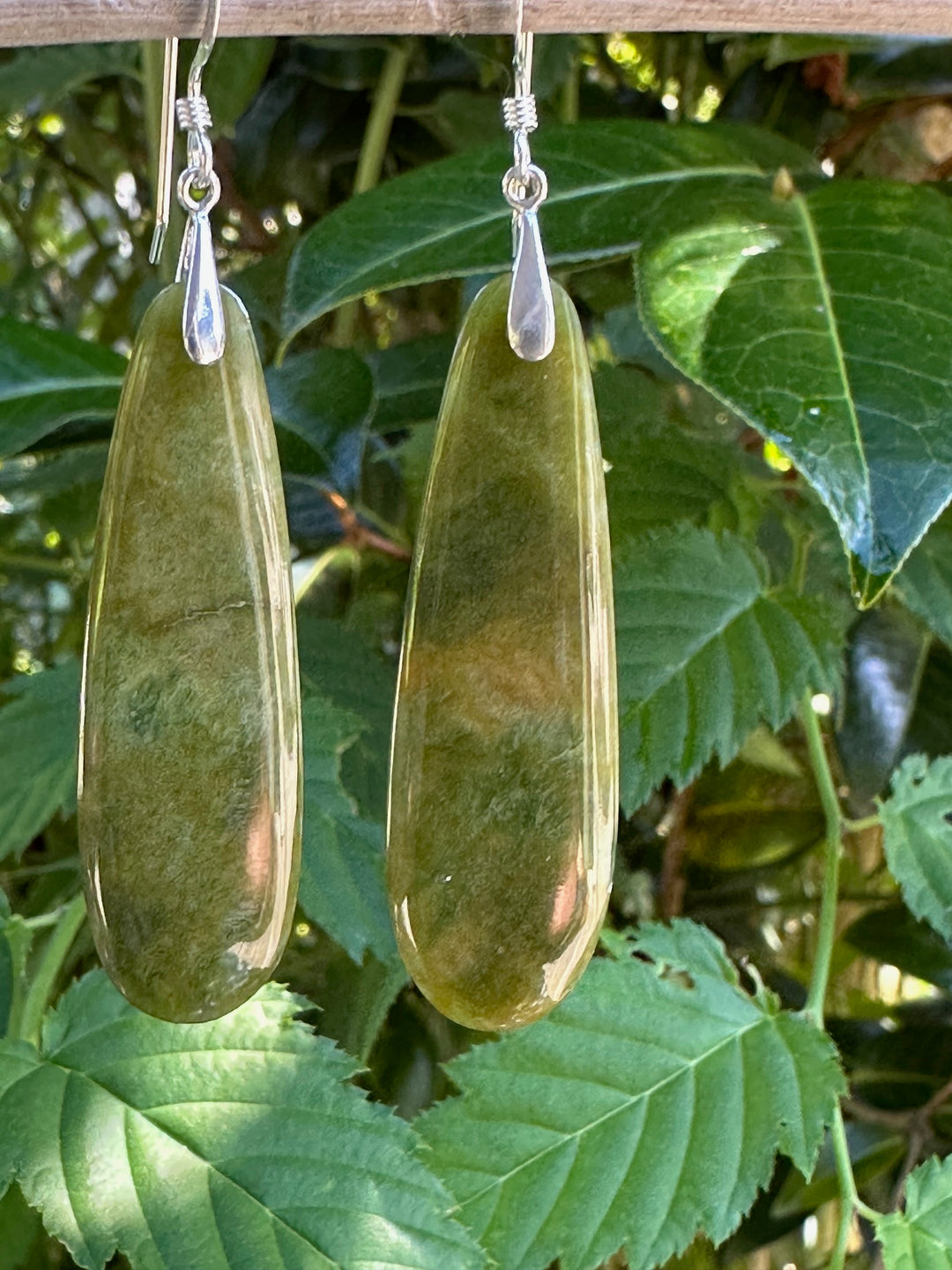 Long Marsden flower greenstone drop earrings