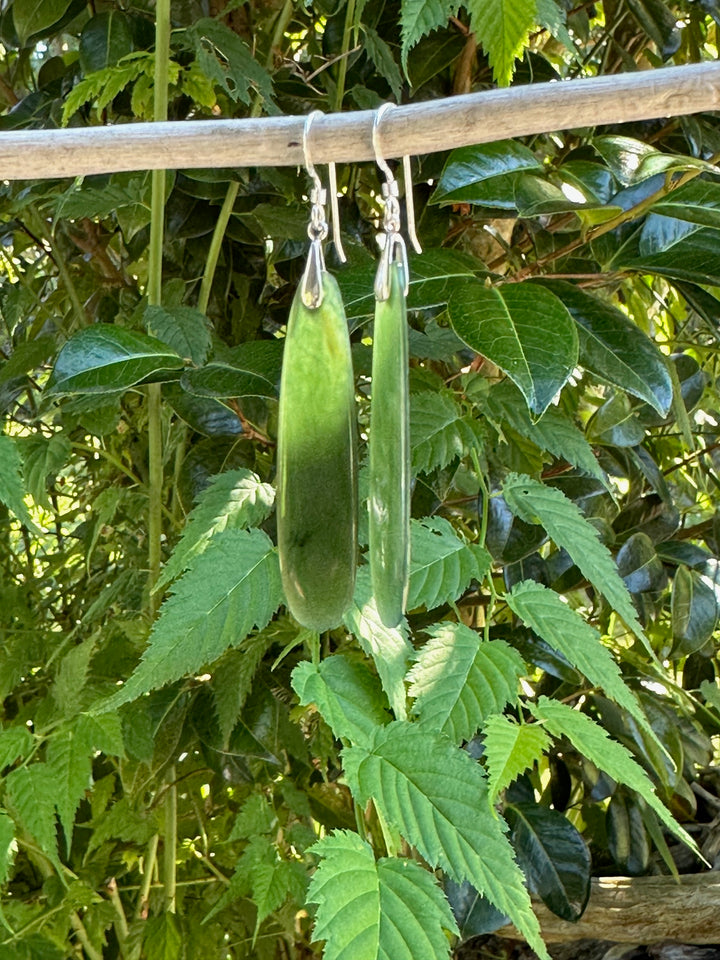 medium translucent NZ greenstone drop earrings