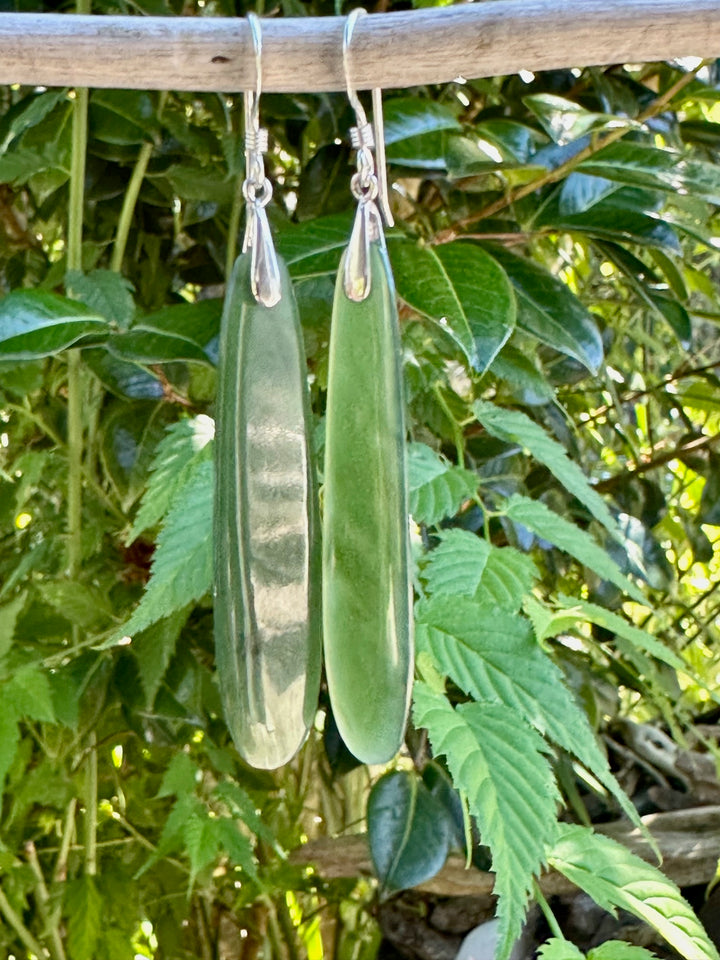 medium translucent NZ greenstone drop earrings