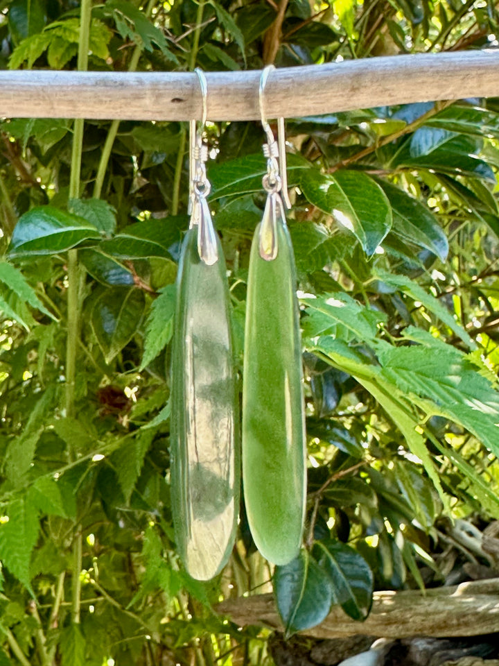 medium translucent NZ greenstone drop earrings