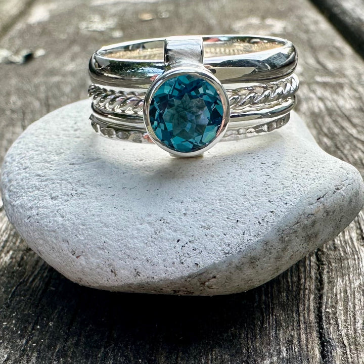 swiss blue topaz fine unity ring