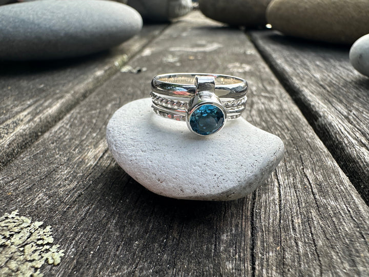 swiss blue topaz fine unity ring