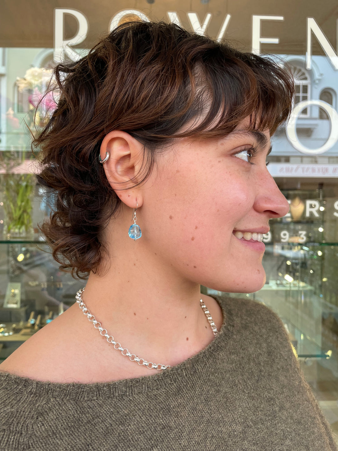 Faceted blue topaz earrings