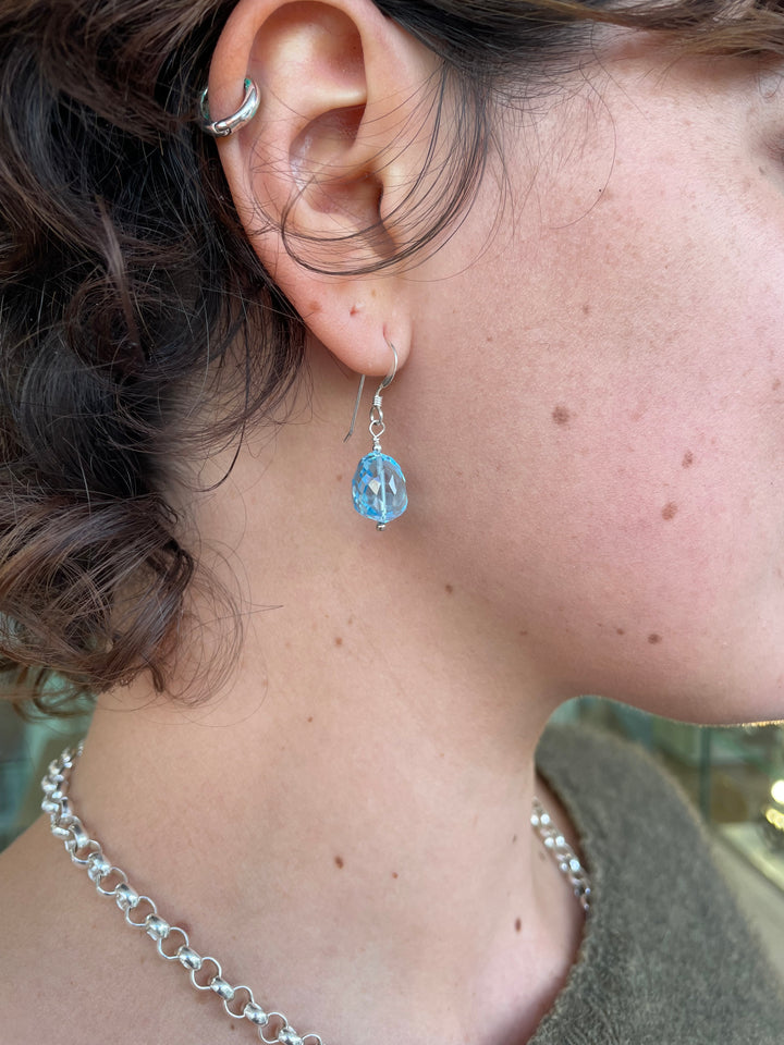 Faceted blue topaz earrings