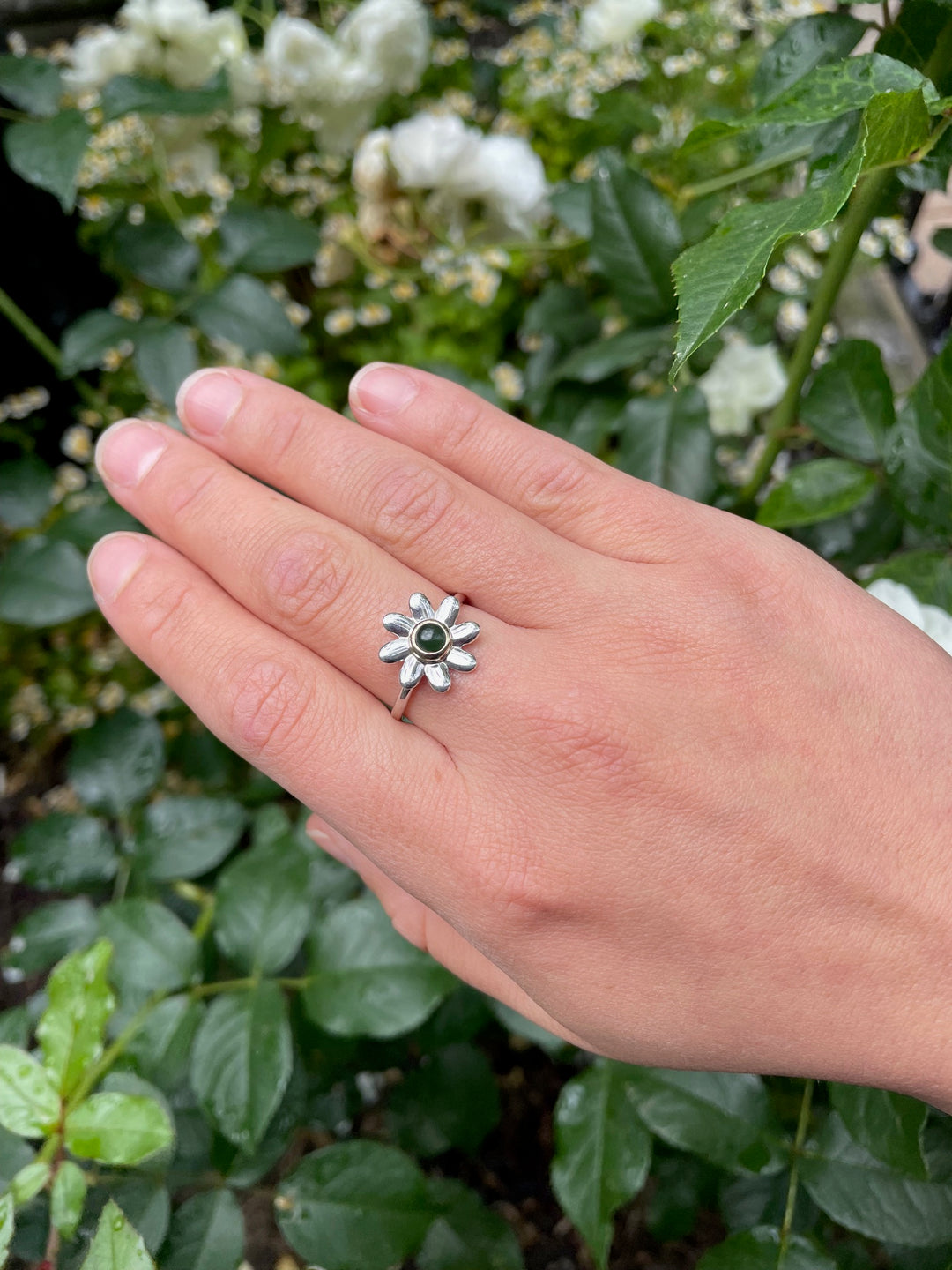 Sterling silver & gold bezel puāwai ring