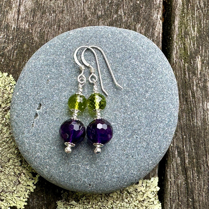 Amethyst & peridot earrings
