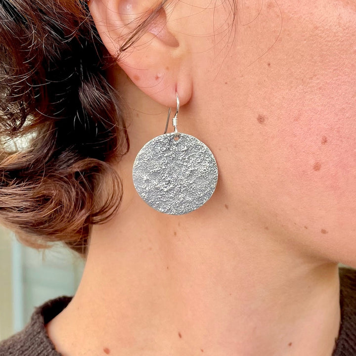 28mm oxidised disc earrings