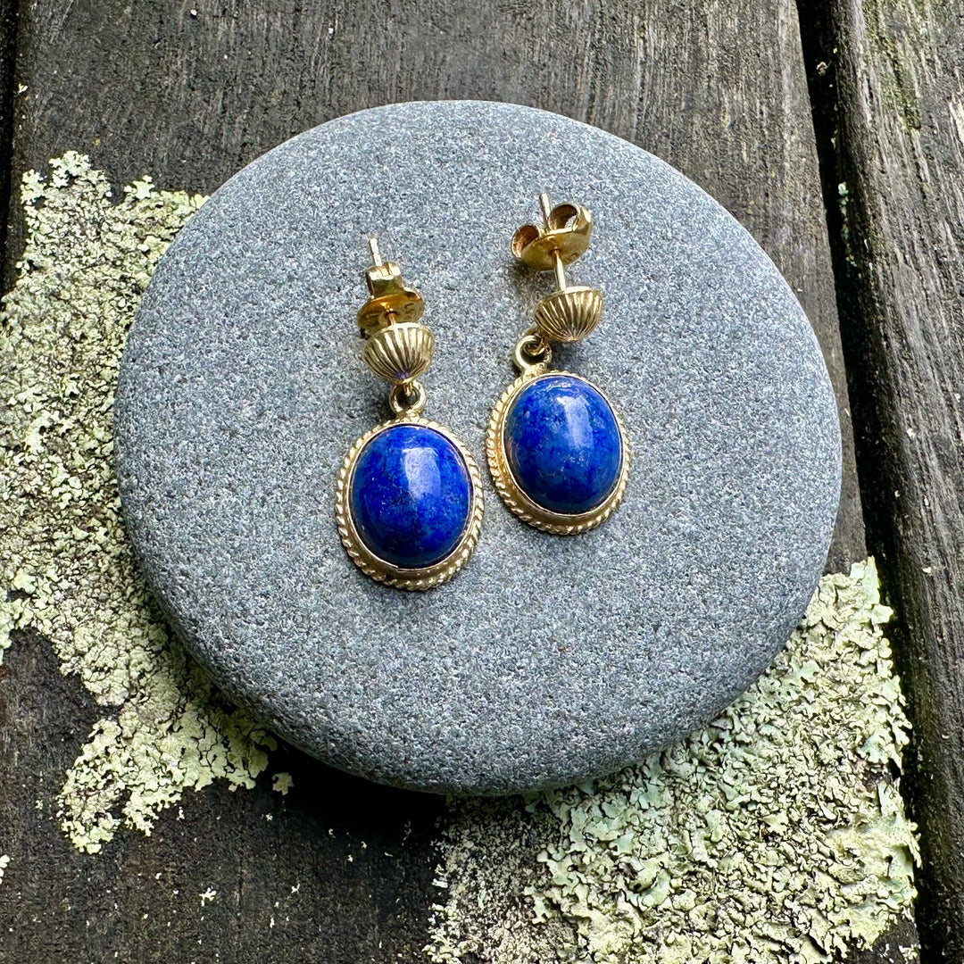 Vintage 9ct lapis lazuli earrings