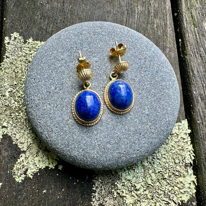 Vintage 9ct lapis lazuli earrings
