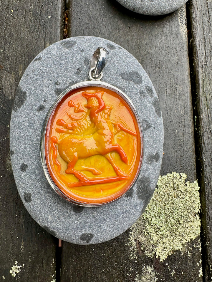 Vintage czech glass minotaur pendant