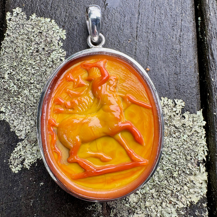 Vintage czech glass minotaur pendant