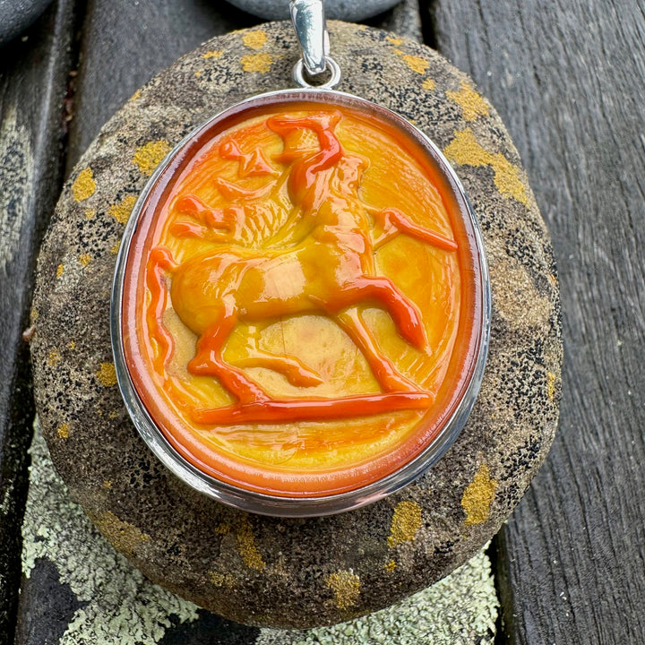 Vintage czech glass minotaur pendant