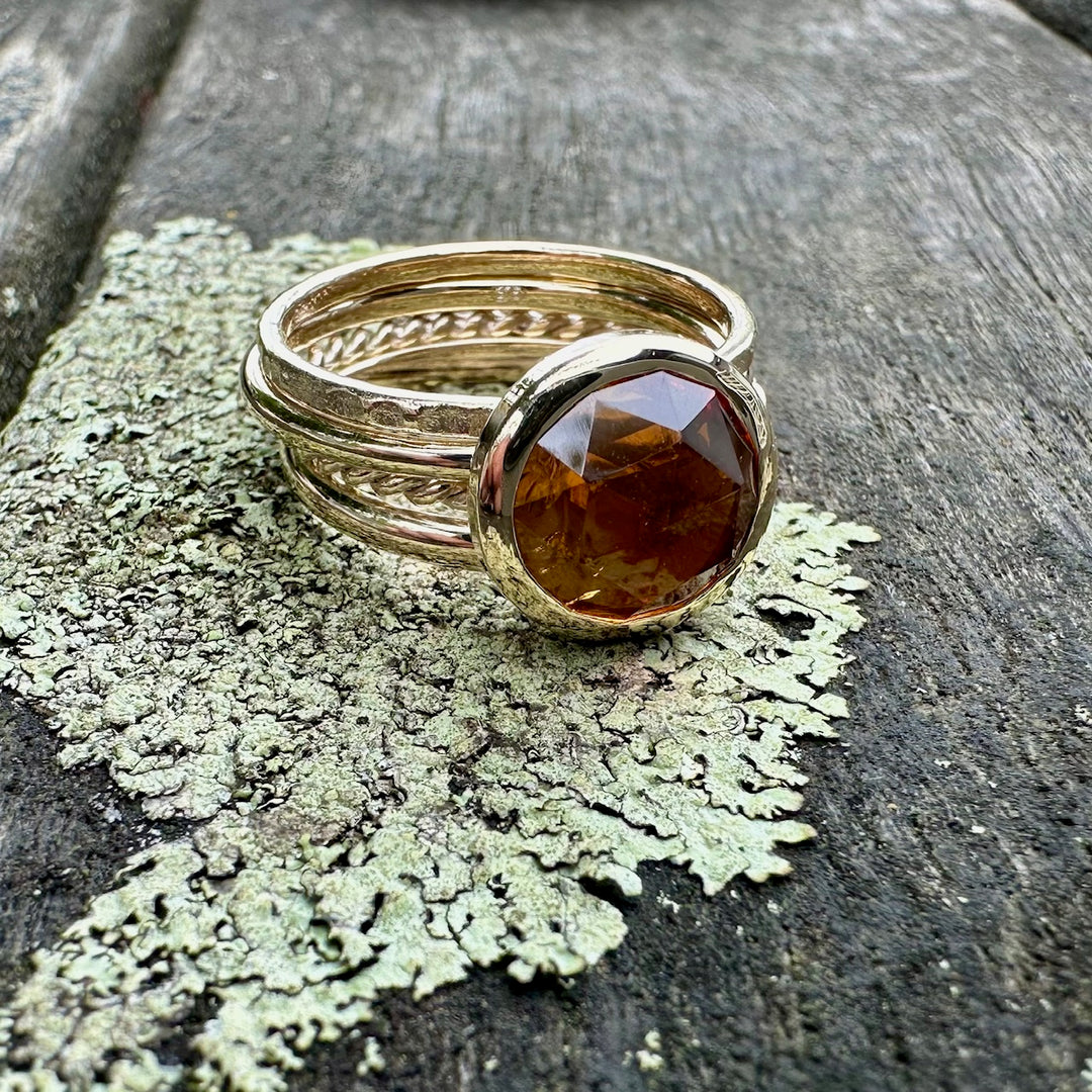 3.3ct rose cut citrine fine unity ring
