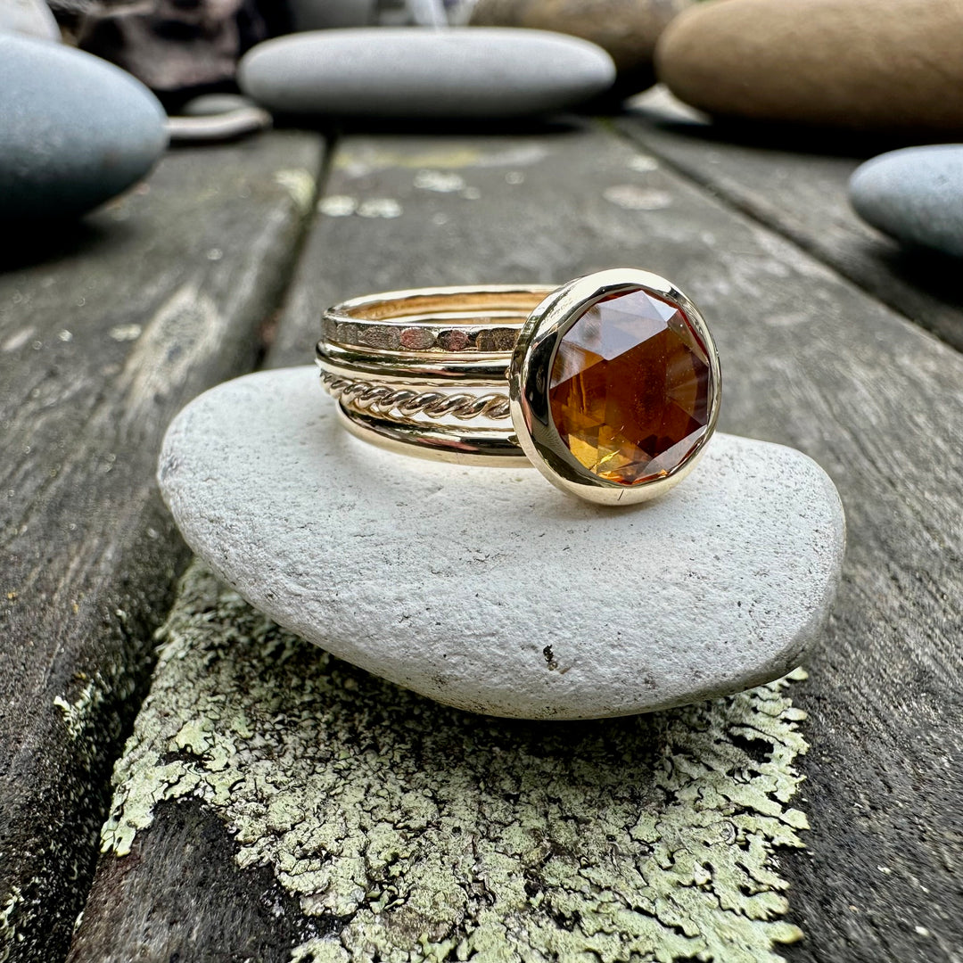 3.3ct rose cut citrine fine unity ring