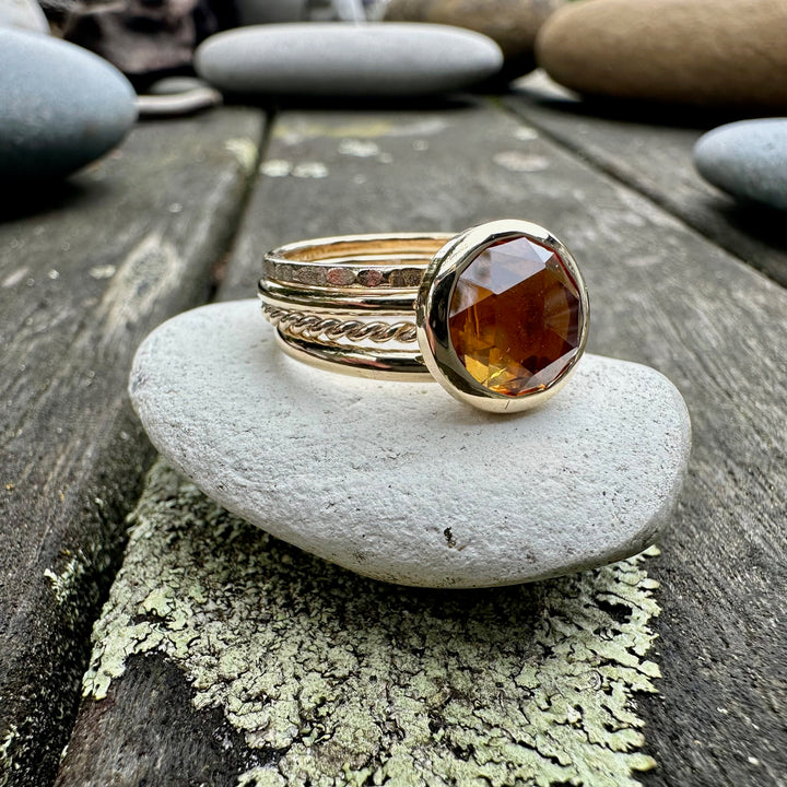 3.3ct rose cut citrine fine unity ring