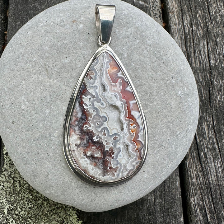 Large crazy lace agate pendant
