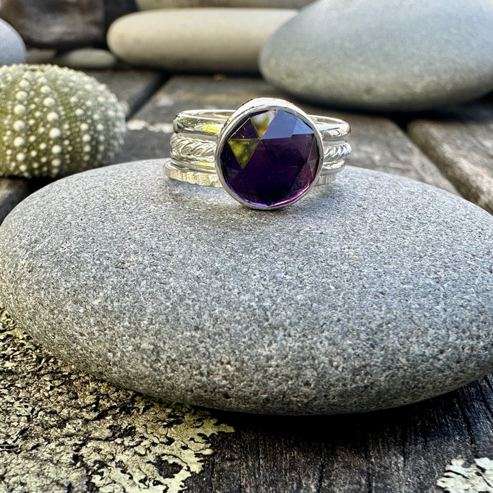 3 ct rose cut amethyst fine unity ring