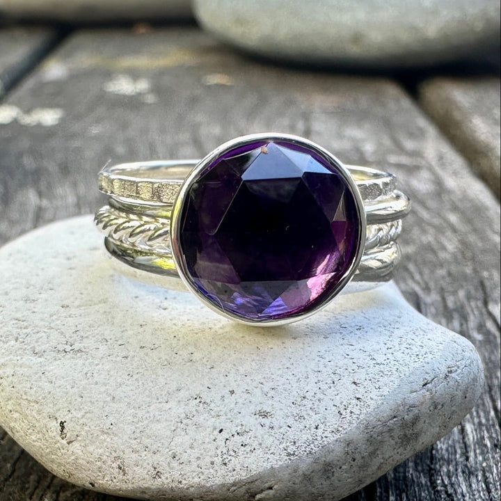 3 ct rose cut amethyst fine unity ring