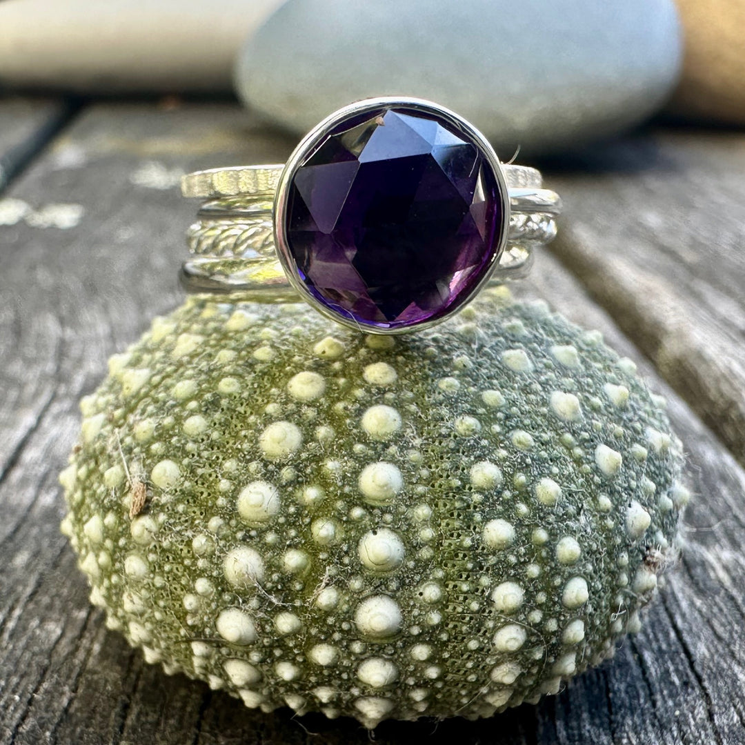 3 ct rose cut amethyst fine unity ring