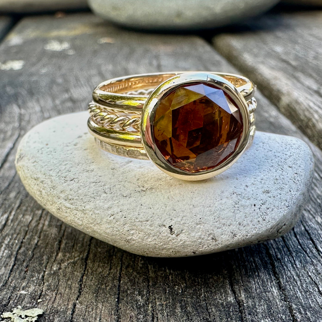 3.3ct rose cut citrine fine unity ring
