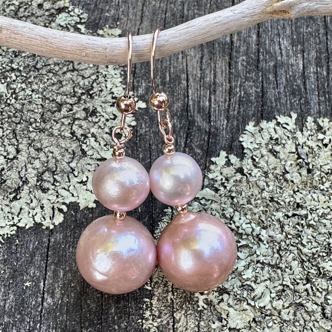 Pinks freshwater pearl earrings