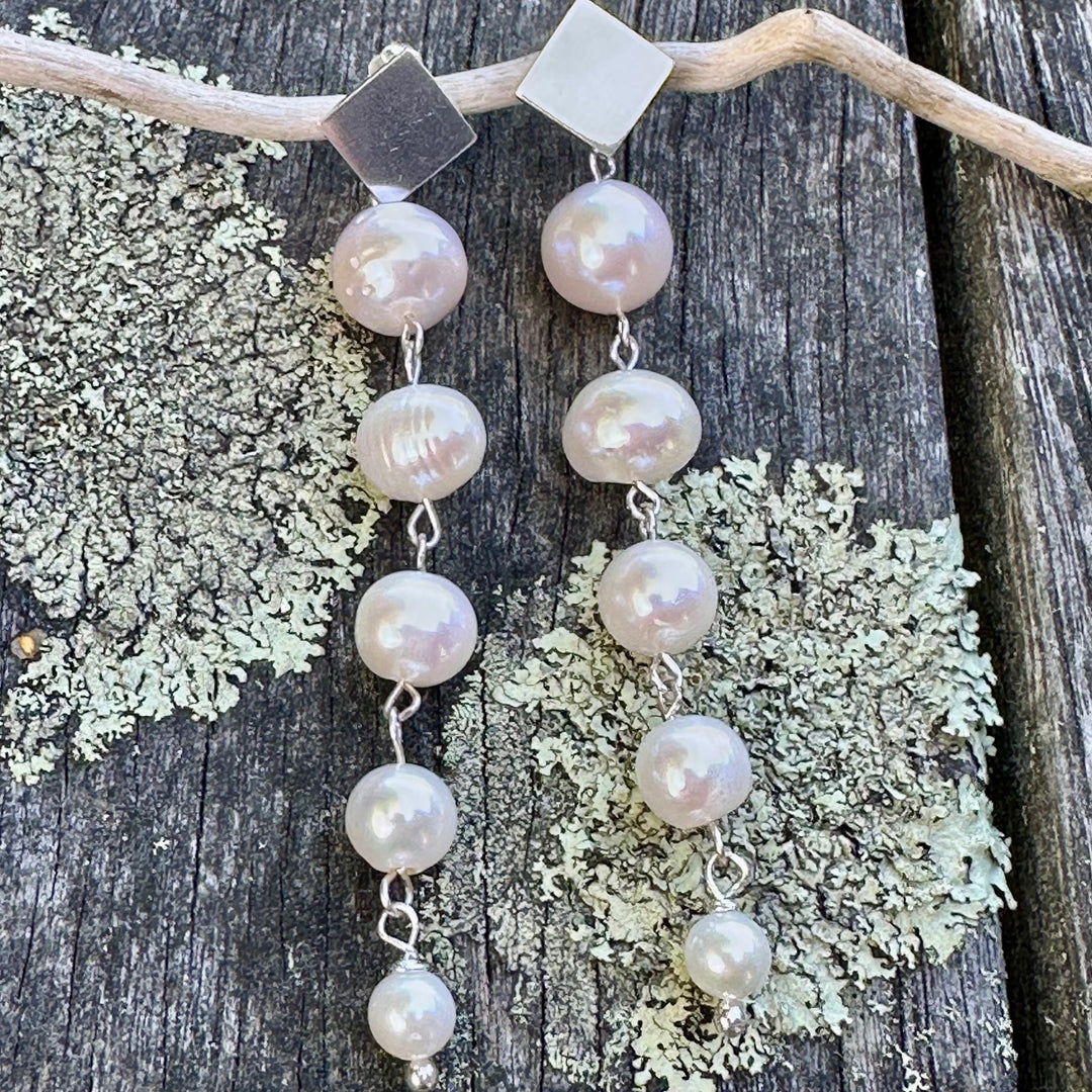 inverted 5 tier freshwater pearl earrings