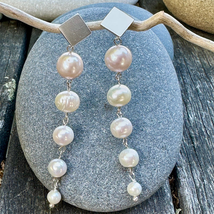 inverted 5 tier freshwater pearl earrings