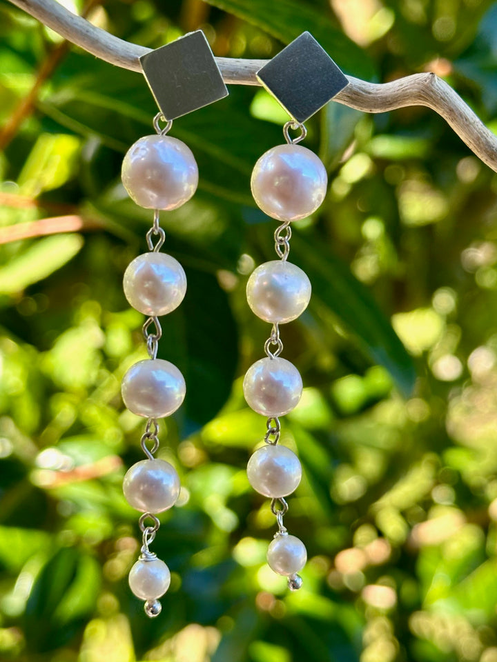 inverted 5 tier freshwater pearl earrings